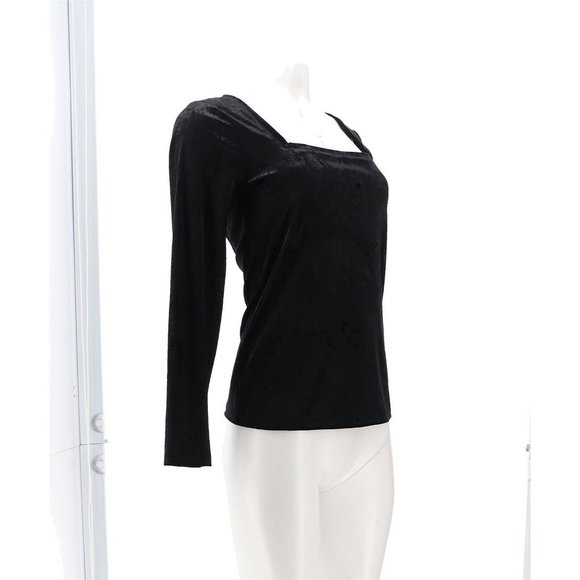 NWT SKINNYGIRL GIANA CRUSHED VELVET SQUARE NECK TOP BLACK MEDIUM & 1X - Picture 8 of 16